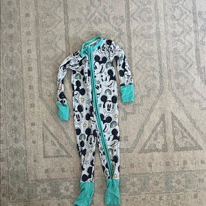 Little Sleepies Mickey Mouse Footie Pajama - Gray and Teal